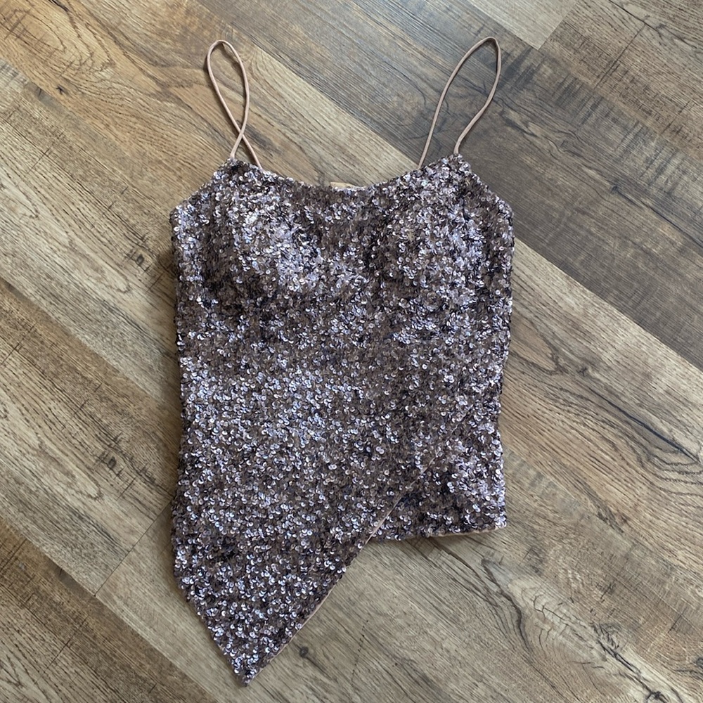 Cache Vintage Y2K Sequin Asymmetrical Top Small